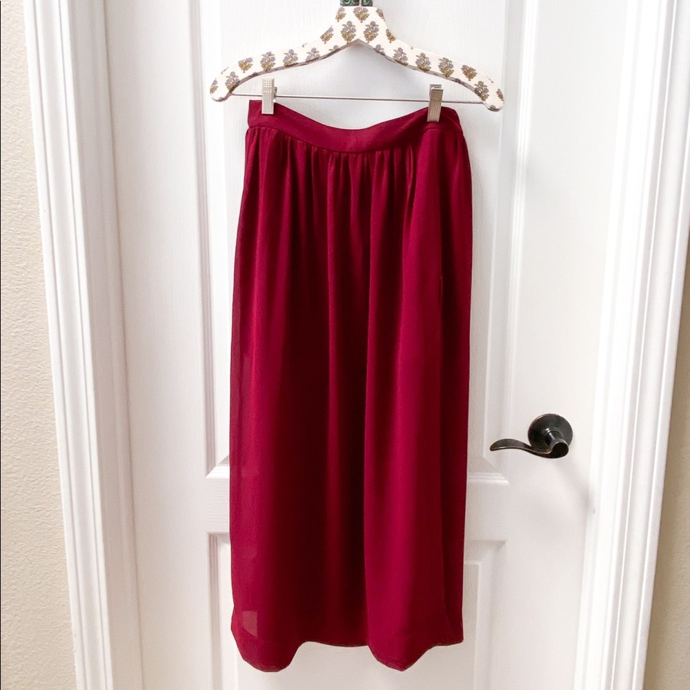 Shaish Burgundy Chiffon Maxi Skirt Size Small